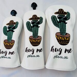 Alien Nana Golf Headcover Set 3pc Driver Fairway Hybrid Cactus “Hug Me Please”